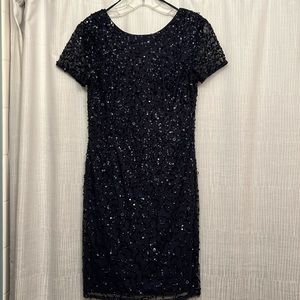 Adrianna Papell navy sequin dress